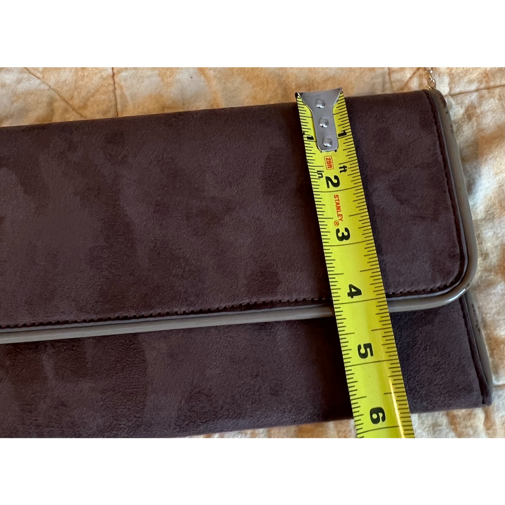 Lulus Purse Brown Clutch Crossbody Brown Foldover Removable Chain Strap NWT - Picture 9 of 9